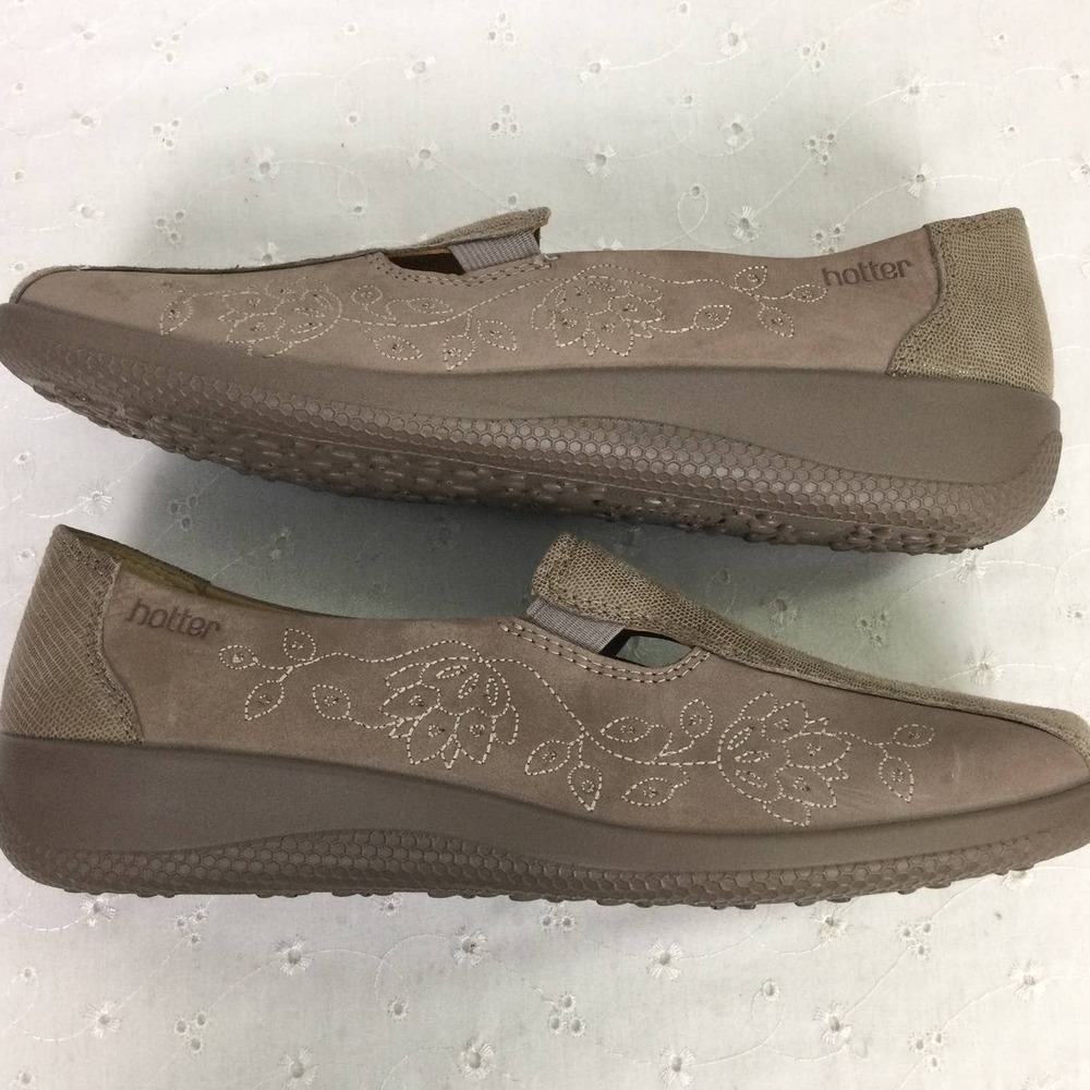 NEW Hotter Calypso Comfort Concept Tan Leather Slip On Square Toe Loafer 10 - Picture 9 of 14